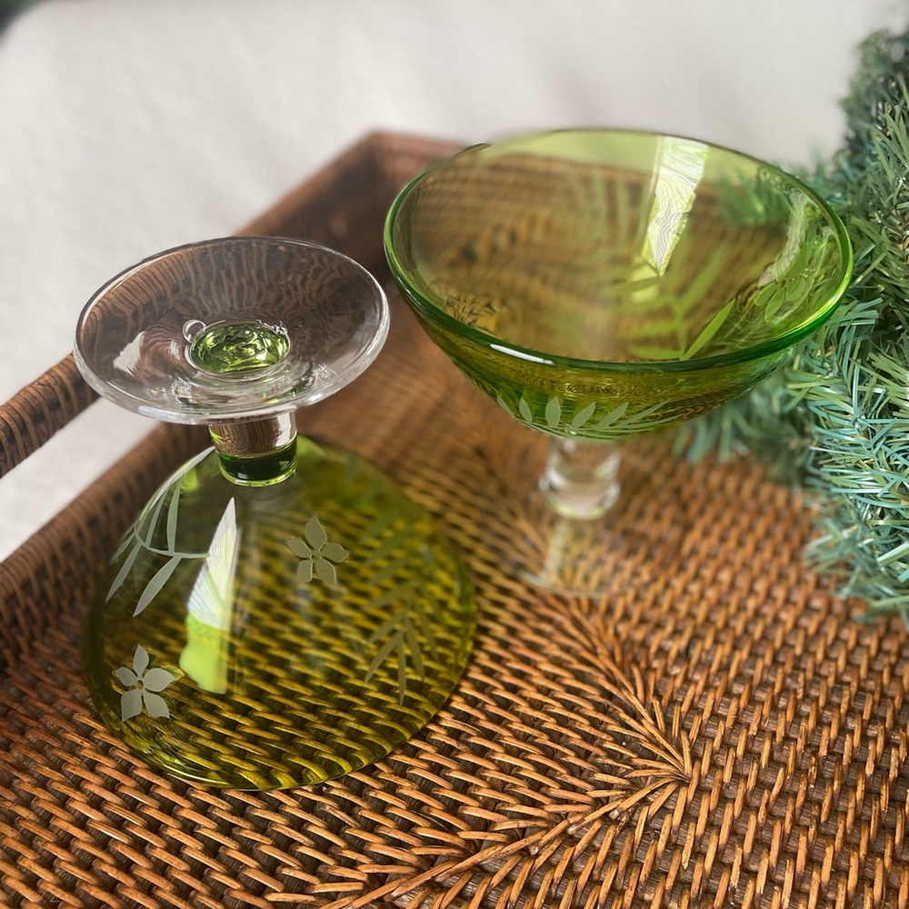 Michael Weems Tropical green sherbet glasses - a pair